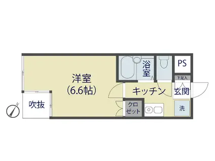 蕨ヒルズE棟(1K/2階)の間取り写真