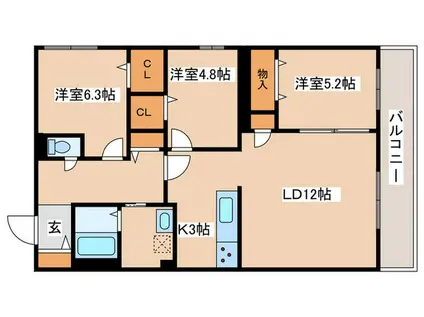 CHIARO SAPPORO(3LDK/4階)の間取り写真