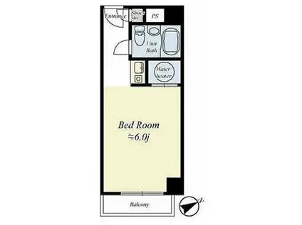 ハイツ新富町(1K/5階)の間取り写真