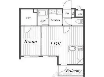 ウェルスクエア江坂(1LDK/1階)の間取り写真