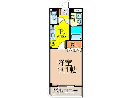 アベニューグリーンリーフ(1K/1階)の間取り写真