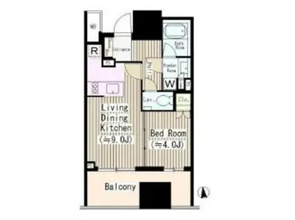 ディアナコート文京本郷台(1LDK/4階)の間取り写真