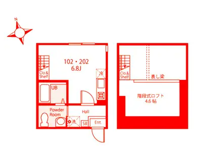 ハーミットクラブハウスレスぺテザ戸塚(ワンルーム/1階)の間取り写真