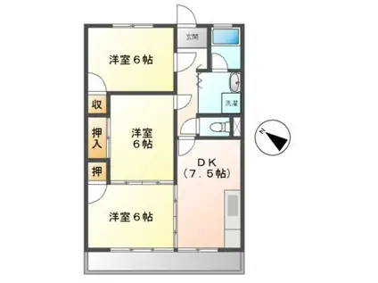 いすずコーポC(3DK/2階)の間取り写真