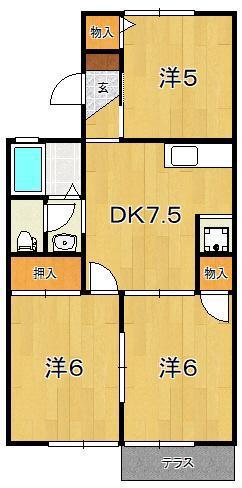 サンハイム韮山(3DK/1階)の間取り写真