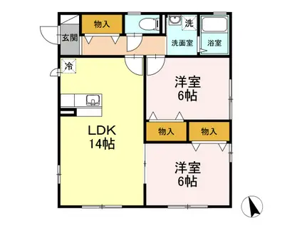 コウジィコートII(2LDK/2階)の間取り写真