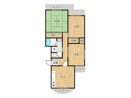 新檜尾台団地16-29棟(3DK/5階)の間取り写真