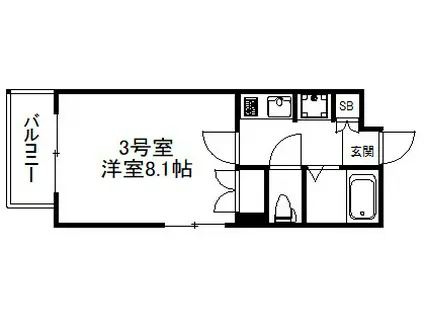 ユアーズ高砂(1K/4階)の間取り写真