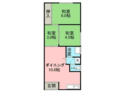 中央マンション(2DK/1階)の間取り写真