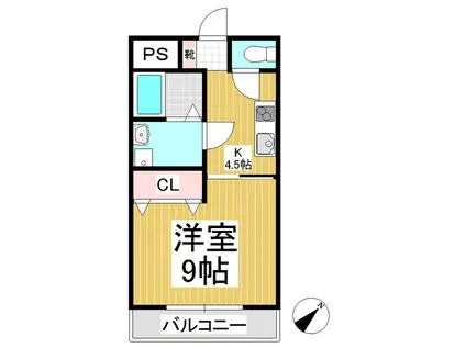 タクビル2(1DK/2階)の間取り写真