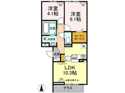 フルール・デ・シャン A(2LDK/1階)の間取り写真