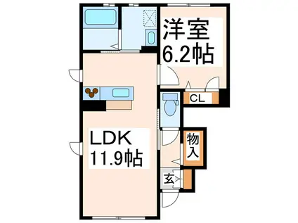 MビレッジII(1LDK/1階)の間取り写真