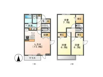 パークヒルズ(3LDK/1階)の間取り写真