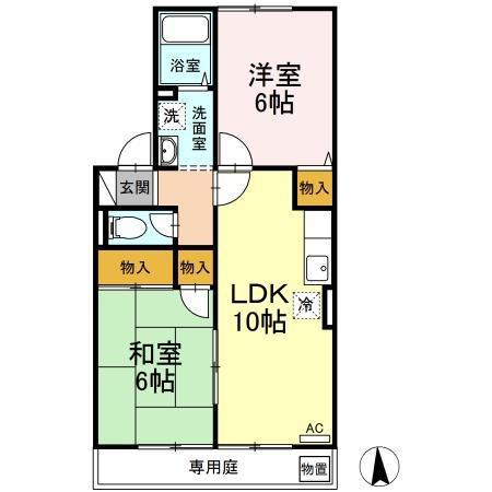 パルテール(2LDK/1階)の間取り写真