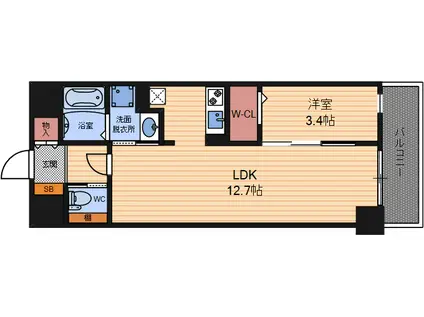 LASANTE UMEDAKITA(1LDK/6階)の間取り写真