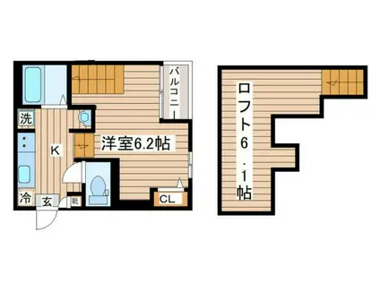 アイン郡山(1K/2階)の間取り写真