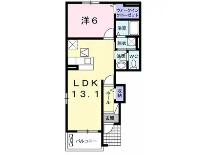 ベラヴィスタD(1LDK/1階)の間取り写真