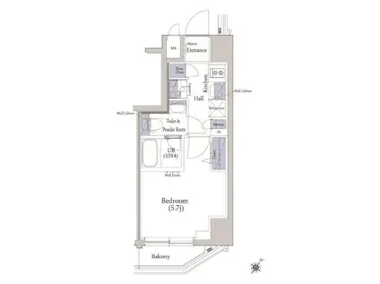 HYS 横浜サウスウエスト(1K/9階)の間取り写真