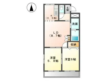 プルーリオン(2LDK/1階)の間取り写真