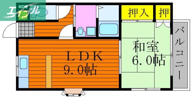 ハピネス21(1LDK/1階)の間取り写真
