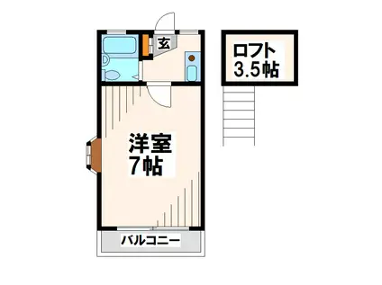 アクアコート調布II(1K/2階)の間取り写真