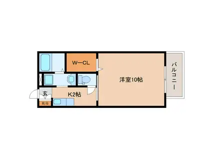 パルファンヴェールA(1K/2階)の間取り写真