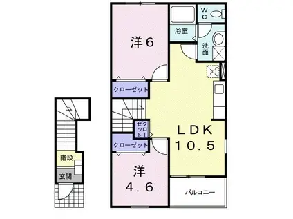 ピュアパルスB(2LDK/2階)の間取り写真