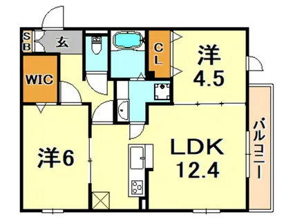 D-ROOM 灘北通(2LDK/3階)の間取り写真