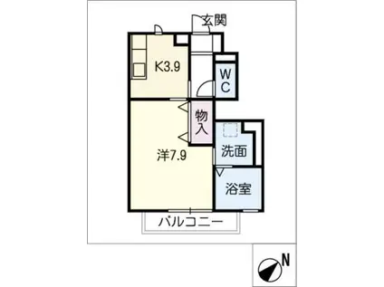 シャインベル花立(1K/1階)の間取り写真