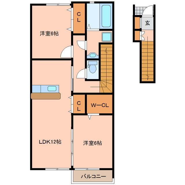 ボヌール七ヶ浜(2LDK/2階)の間取り写真