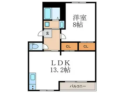 清水マンション(1LDK/3階)の間取り写真