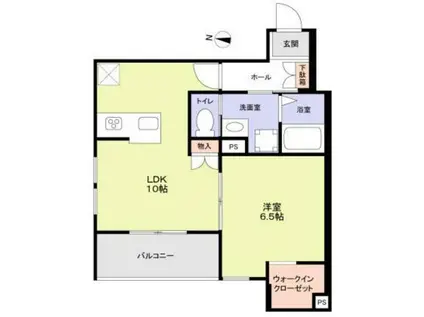 PRUNIER(1LDK/1階)の間取り写真