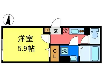 IXO 上一色(1K/1階)の間取り写真