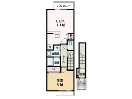 ウッドパストラルIII(1LDK/2階)の間取り写真