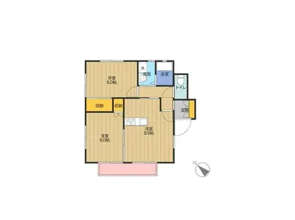 グリーンハイツB(2DK/1階)の間取り写真