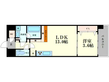 スプランディッド福島ウエスト(1LDK/5階)の間取り写真