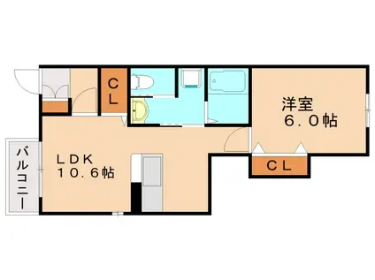 ピピールヒルズ(1LDK/1階)の間取り写真