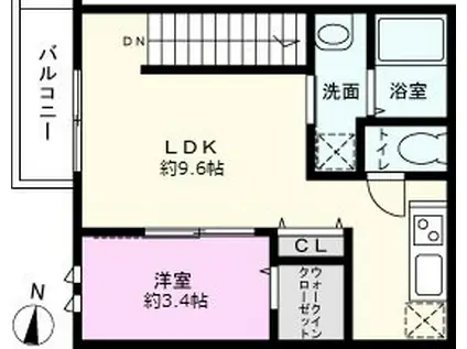 アトラスカーロ文蔵(1LDK/2階)の間取り写真