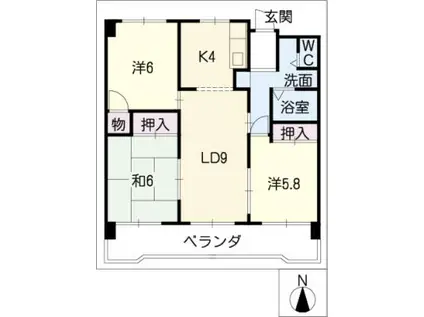 エラン平針(3LDK/11階)の間取り写真