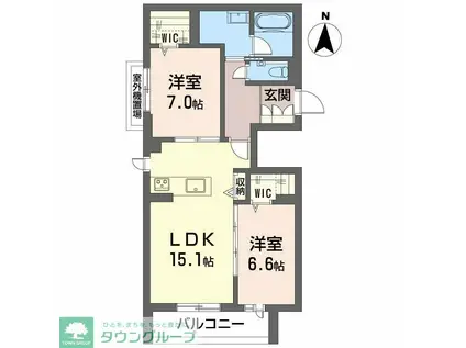 リラ グリシーヌ(2LDK/2階)の間取り写真