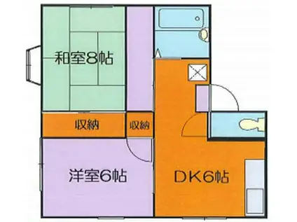 コーポ寺下B棟(2DK/1階)の間取り写真