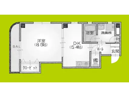 ソレイユ白鳩(1DK/4階)の間取り写真