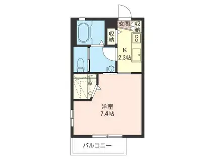 カーサスミレ(1K/1階)の間取り写真