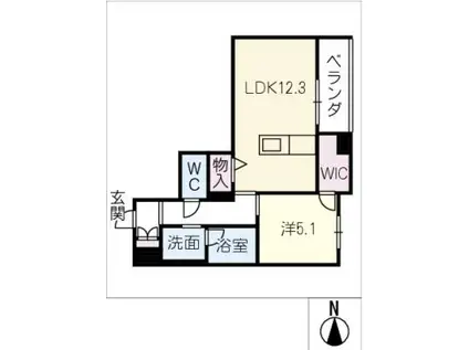 フルオール(1LDK/1階)の間取り写真