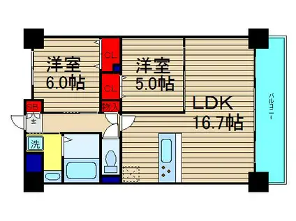 ソル グランデ(2LDK/2階)の間取り写真