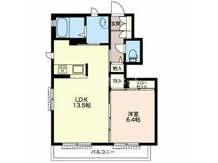 ヴィラ トガリーゼD(1LDK/1階)の間取り写真