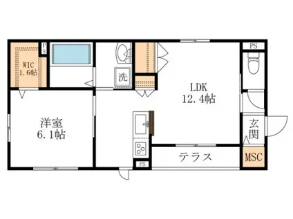 ＪＲ埼京線 北戸田駅 徒歩14分 2階建 築9年(1LDK/1階)の間取り写真