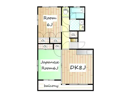 マンションメローB(2DK/4階)の間取り写真