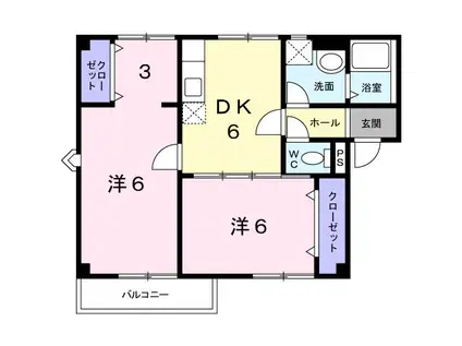 プラドール裕D(2DK/2階)の間取り写真