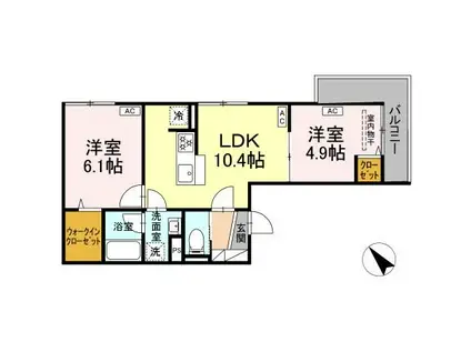 セレスティア堀切II II(2LDK/3階)の間取り写真